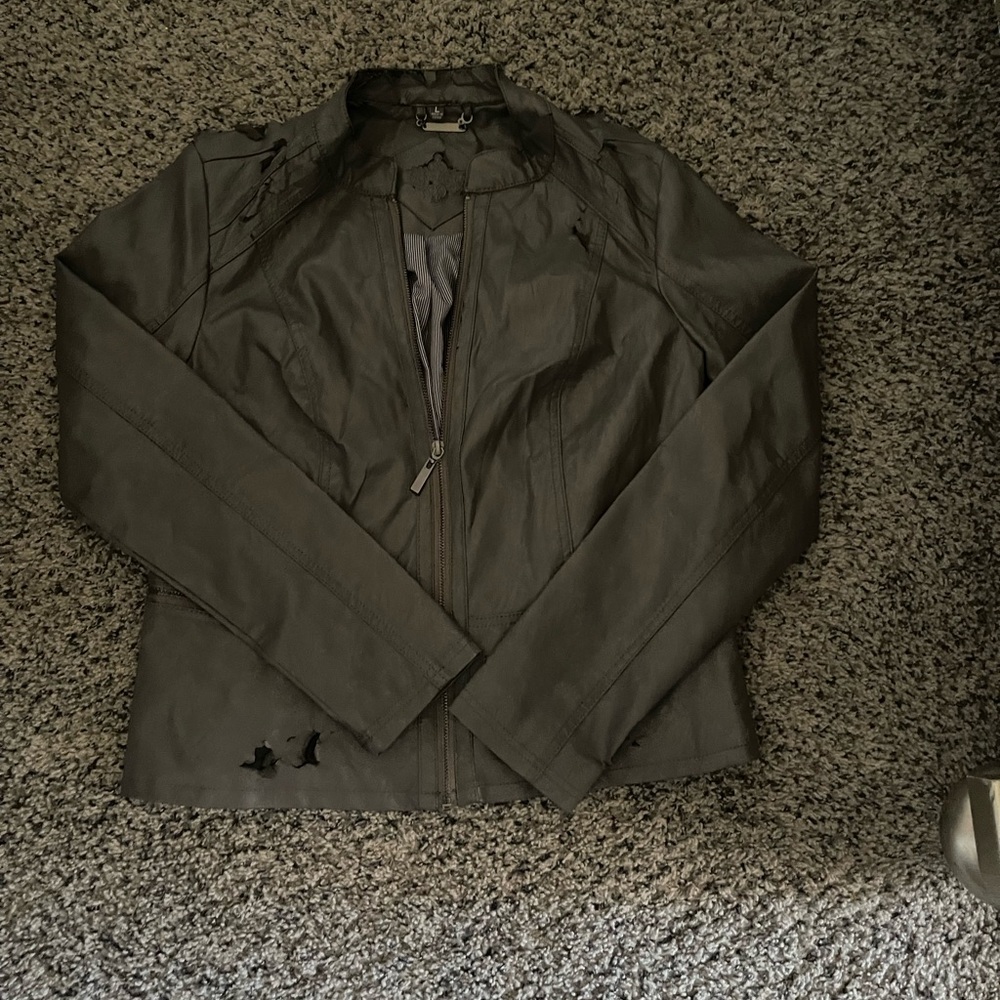 Jou Jou Charcoal Leather Jacket